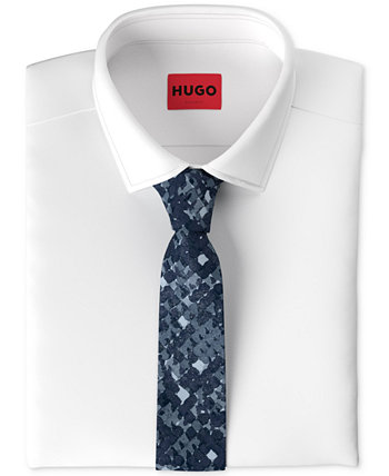 Мужской хлопковый галстук с абстрактным узором HUGO BOSS