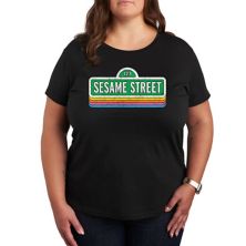 Plus Sesame Street Logo Repeated Graphic Tee Licensed Character