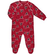Infant Red Atlanta Falcons Raglan Full-Zip Sleeper Outerstuff