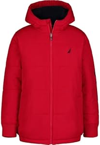 Nautica Boys' Heavy Weight Hooded Bubble Jacket with Polar Fleece Lining Nautica