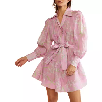Платье-рубашка с цветочным принтом и поясом Cynthia Rowley