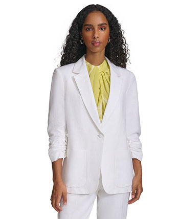 Women's Ruched-Sleeve Single-Button Blazer Calvin Klein