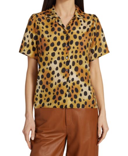 Шелковая рубашка с леопардовым принтом RAQUEL ALLEGRA