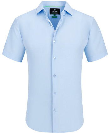 Мужская классическая рубашка на пуговицах приталенного кроя с короткими рукавами Tom Baine