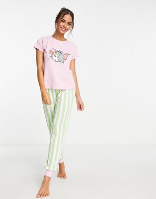 Пижамный комплект Tom & Jerry розового и зеленого цветов Urban Threads