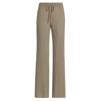 Wide Rib-Knit Drawstring Pants Stellae Dux
