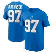 Youth Nike Aidan Hutchinson Blue Detroit Lions Player Name & Number T-Shirt Nitro USA