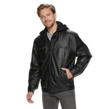 Мужская винтажная кожаная куртка с капюшоном Vintage Leather