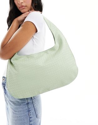 Гламурная плетеная сумка через плечо бледно-зеленого цвета GLAMOROUS