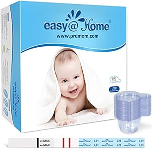 Тест-полоски на овуляцию Easy@Home, 100 упаковок тестов на фертильность, набор для прогнозирования овуляции, соответствует требованиям FSA, на базе приложения Premom Ovulation Predictor для iOS и Android, 100 л.ч. + 100 чашек для мочи Easy@Home