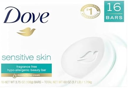 PACK OF 16 BARS Dove Unscented Beauty Soap Bar: SENSITIVE SKIN Dove