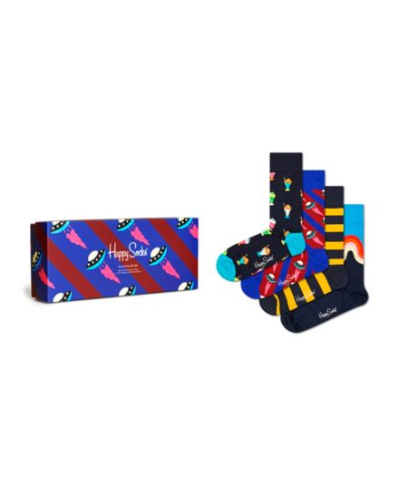 Подарочный набор из 4 носков темно-синего цвета Happy Socks