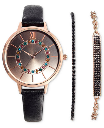 Подарочный набор женских часов с черным ремешком, 39 мм, созданный для Macy's I.N.C. International Concepts