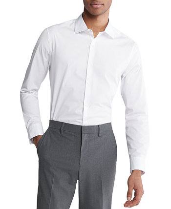 Мужская приталенная рубашка Supima стрейч с длинными рукавами и пуговицами спереди Calvin Klein