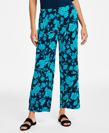 Широкие брюки Petite Елена с цветочным принтом, созданные для Macy's J&M Collection