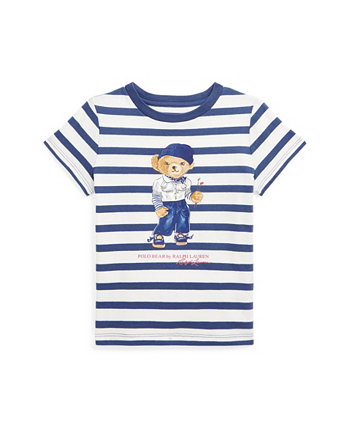 Полосатая футболка с короткими рукавами Polo Bear для малышей и маленьких девочек Ralph Lauren
