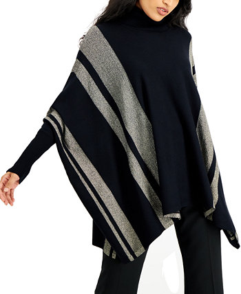 Полосатый свитер-пончо с воротником под горло, созданный для Macy's Alfani