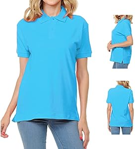 FRESH TEE Women's Adult Unisex 100% Cotton Classic Fit Polo Shirt Short Sleeve for Daily Work School Uniform FRESH TEE