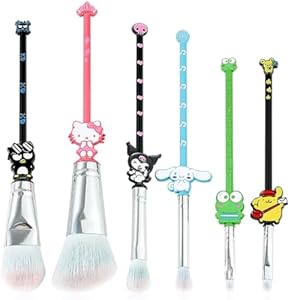 5PCS Cartoon Makeup Brushes Set with Pink Storage Bag, AnimeTheme Cosmetic Brushes, Best for Girl Women WeChip