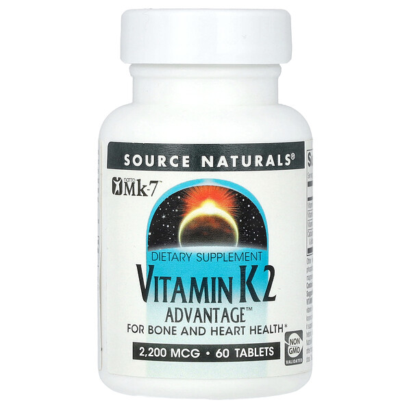 Витамин К2, 2200 мкг, 60 таблеток Source Naturals