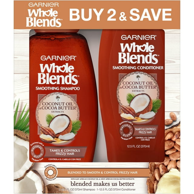 (3 pack) Garnier Whole Blends Smoothing Shampoo and Conditioner, For Frizzy Hair, 1 kit L’Oreal – Garnier Whole Blends