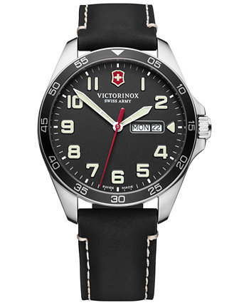 Мужские часы FieldForce с черным кожаным ремешком 42мм Victorinox
