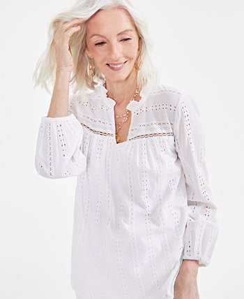 Миниатюрная блузка с длинными рукавами и люверсами, созданная для Macy's Style & Co