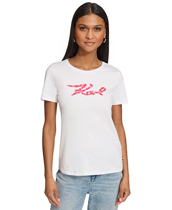 Women's Floral Short-Sleeve Graphic T-Shirt Karl Lagerfeld Paris