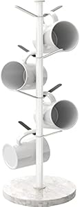 Marble Mug Holder Tree, 8 Hooks Coffee Cups Stand, New Upgraded Stable Mug Stand for Kitchen Counter Cabinet Cafe Black Gypie