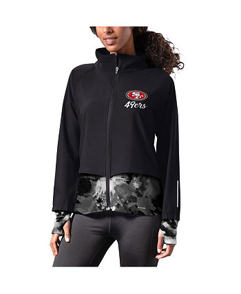 Черная женская беговая куртка San Francisco 49ers Grace Raglan с молнией во всю длину MSX by Michael Strahan