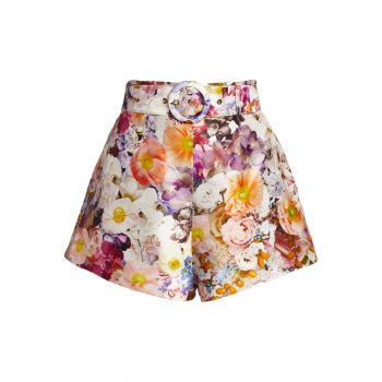 Prima Belted Floral High-Waisted Shorts ZIMMERMANN