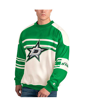 Мужской белый флисовый пуловер с круглым вырезом Dallas Stars Defense Starter