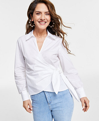 Миниатюрная блузка с воротником и завязкой на талии, созданная для Macy's I.N.C. International Concepts