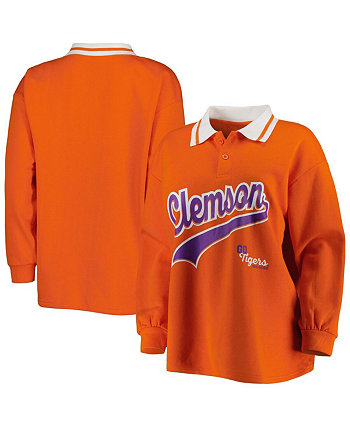 Женская оранжевая рубашка-поло Clemson Tigers Happy Hour с длинным рукавом Gameday Couture