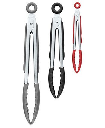 7", 9" 12" Stainless Steel Silicone Grip Tongs, Set of 3 Tovolo