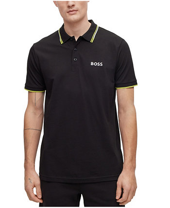 Мужская рубашка поло из смесового хлопка BOSS с контрастными деталями BOSS