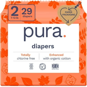 Pura Sensitive Soft Sustainable Baby Diapers Size 2, 29 Count (Choose Your Size and Count) Visit the Pura Store