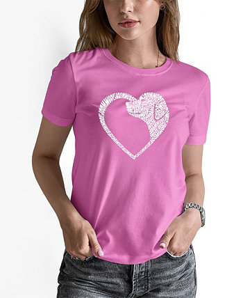 Женская футболка с короткими рукавами и надписью Dog Heart Word Art LA Pop Art