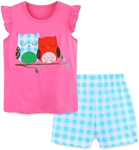 Bumeex Toddler Girls Summer Outfit Cotton Top and Shorts Clothing Set Bumeex