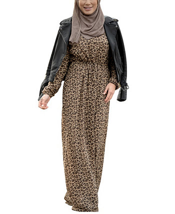 Женское макси-платье с леопардовым принтом и кулиской Urban Modesty