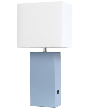 Современная кожаная настольная лампа с USB Elegant Designs