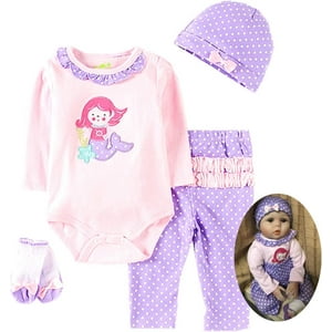 Reborn Baby Dolls Clothes Girl 22 inch 4 Pcs Sets Outfit Fits 20-23 inch Reborn Doll Newborn Baby Girl Clothing Binlechuang