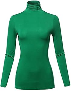 SSOULM Women's Slim Lightweight Long Sleeve Pullover Turtleneck Shirt Top with Plus Size Ssoulm