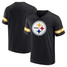 Мужская черная футболка из джерси с логотипом Fanatics Pittsburgh Steelers и V-образным вырезом Fanatics