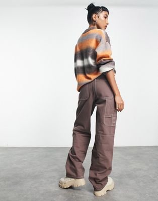 Цвет мокко мешковатые джинсы карго COLLUSION x014 со вставками и контрастной строчкой Collusion
