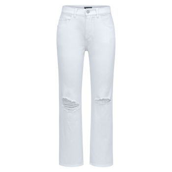 Укороченные джинсы прямого кроя Patti с высокой посадкой и эффектом потертости DL1961 Premium Denim
