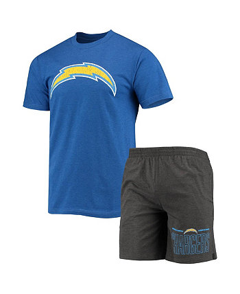 Men's Powder Blue, Charcoal Los Angeles Chargers Meter T-shirt and Shorts Sleep Set Concepts Sport