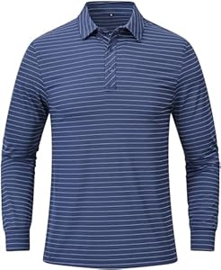 Tyhengta Men's Striped Shirt Long Sleeve Golf Polo Shirts Tyhengta