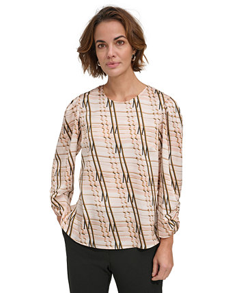 Женская атласная блузка с принтом DKNY