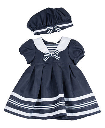 Платье моряка для маленьких девочек с подходящей шапкой и чехлом под подгузник, комплект из 2 предметов Rare Editions